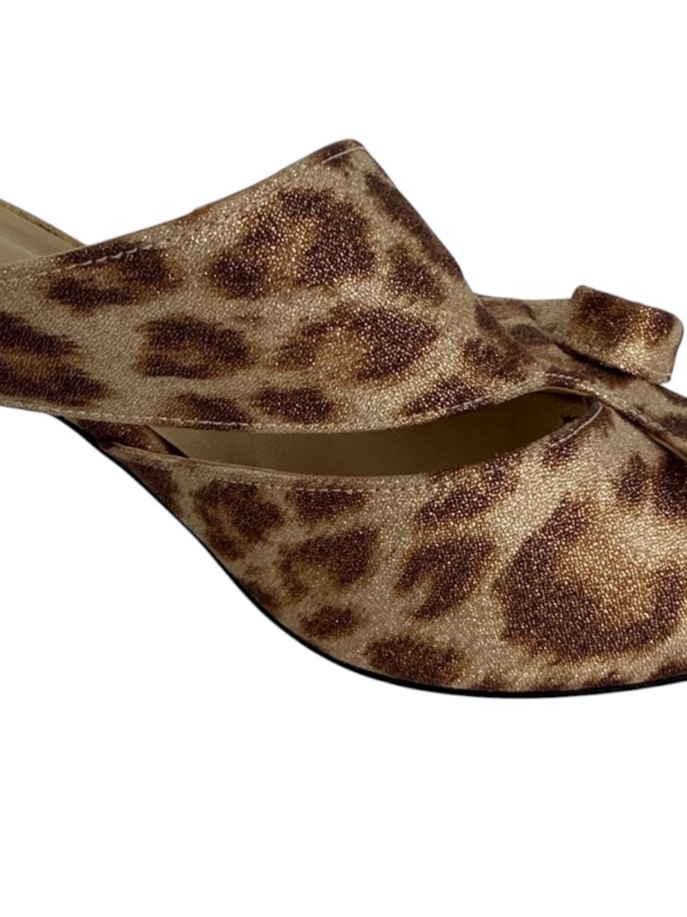 J. Renee Joslin Shimmer Leopard Rosette Slide Sandal Kitten Heel Mule 8.5 - Picture 8 of 12